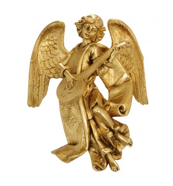 Engel mit Mandoline (470) Blattgold Höhe 17 cm