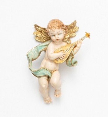 Engel mit Mandoline (65) Porzellanimitation Höhe 11 cm