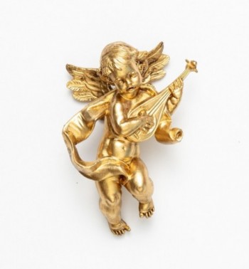 Engel mit Mandoline (65) vergoldet Höhe 11 cm