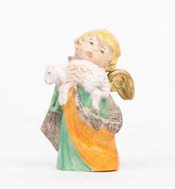 Engel mit Lamm (143) Porzellanimitation Höhe 10,5 cm