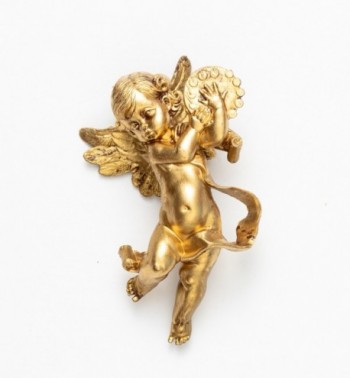 Engel mit Trommel (266) vergoldet Höhe 11 cm