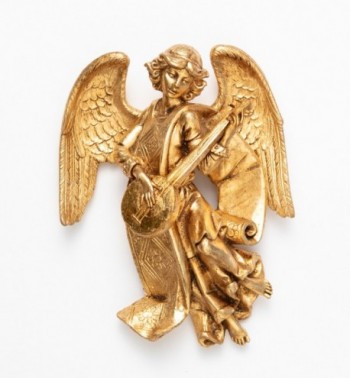Engel mit Mandoline (367) Blattgold Höhe 21 cm