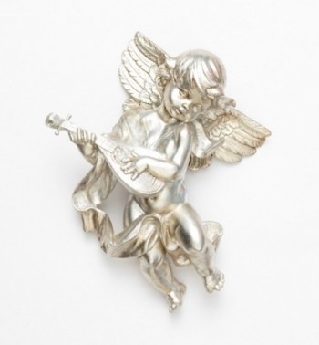 Engel mit Mandoline (465) Blattsilber Höhe 27 cm