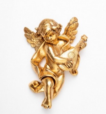 Engel mit Mandoline (666) Blattgold Höhe 36 cm