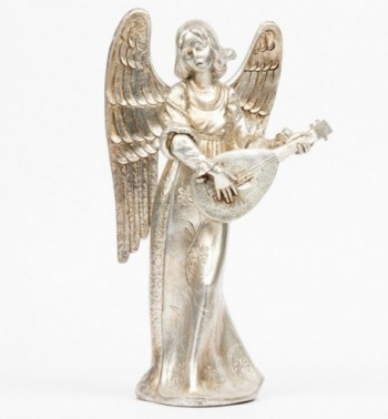 Engel mit Mandoline (967) Blattsilber Höhe 30 cm