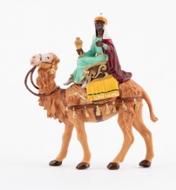 König auf Kamel (10) für Krippe in traditioneller Farbe Höhe 10 cm
