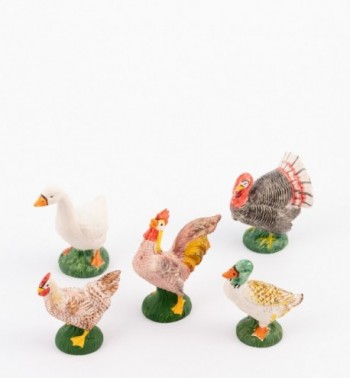 Hühner und andere Tiere - Geflügel für Krippe in traditioneller Farbe Höhe 19 cm
