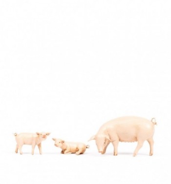 Schweinchenfamilie für Krippe Höhe 19 cm