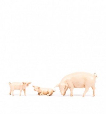 Schweinchenfamilie für Krippe Höhe 19 cm