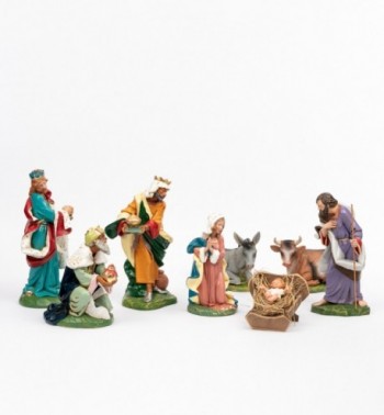 Geburt Jesu 8 Elemente für Krippe in traditioneller Farbe Höhe 30 cm
