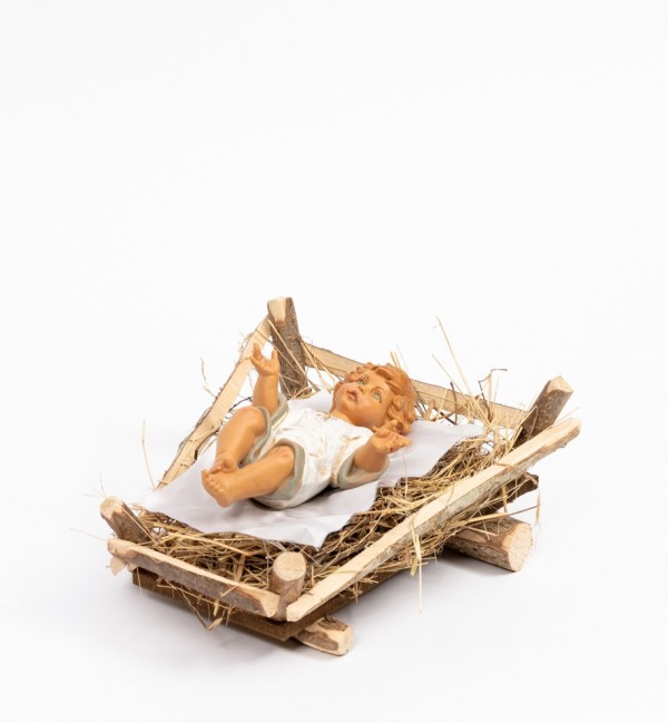 Jesuskind und Wiege aus Holz für Krippe Höhe 52 cm