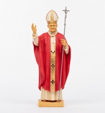 Papst Johannes Paul II. mit roter Soutane aus Harz Höhe 56 cm