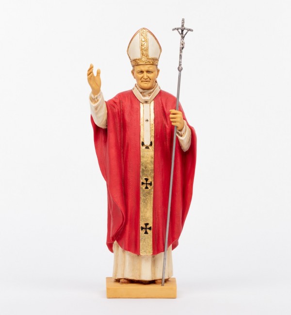 Papst Johannes Paul II. mit roter Soutane aus Harz Höhe 56 cm