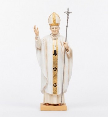 Papst Johannes Paul II. mit weißer Soutane aus Harz Höhe 56 cm