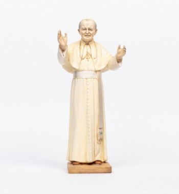 Papst Johannes Paul II. mit Priesterkäppchen aus Harz Höhe 46 cm