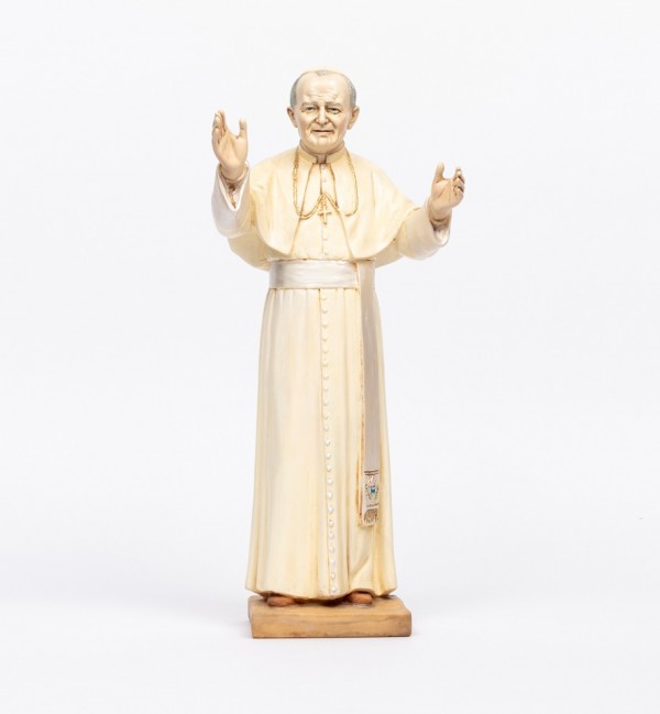 Papst Johannes Paul II. mit Priesterkäppchen aus Harz Höhe 46 cm