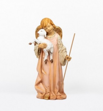 Engel mit Lamm aus Harz für Krippe Höhe 125 cm