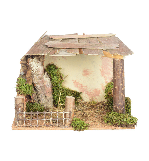 Schafstall aus Holz für Ziegen Nr. 1841 Höhe 12 cm